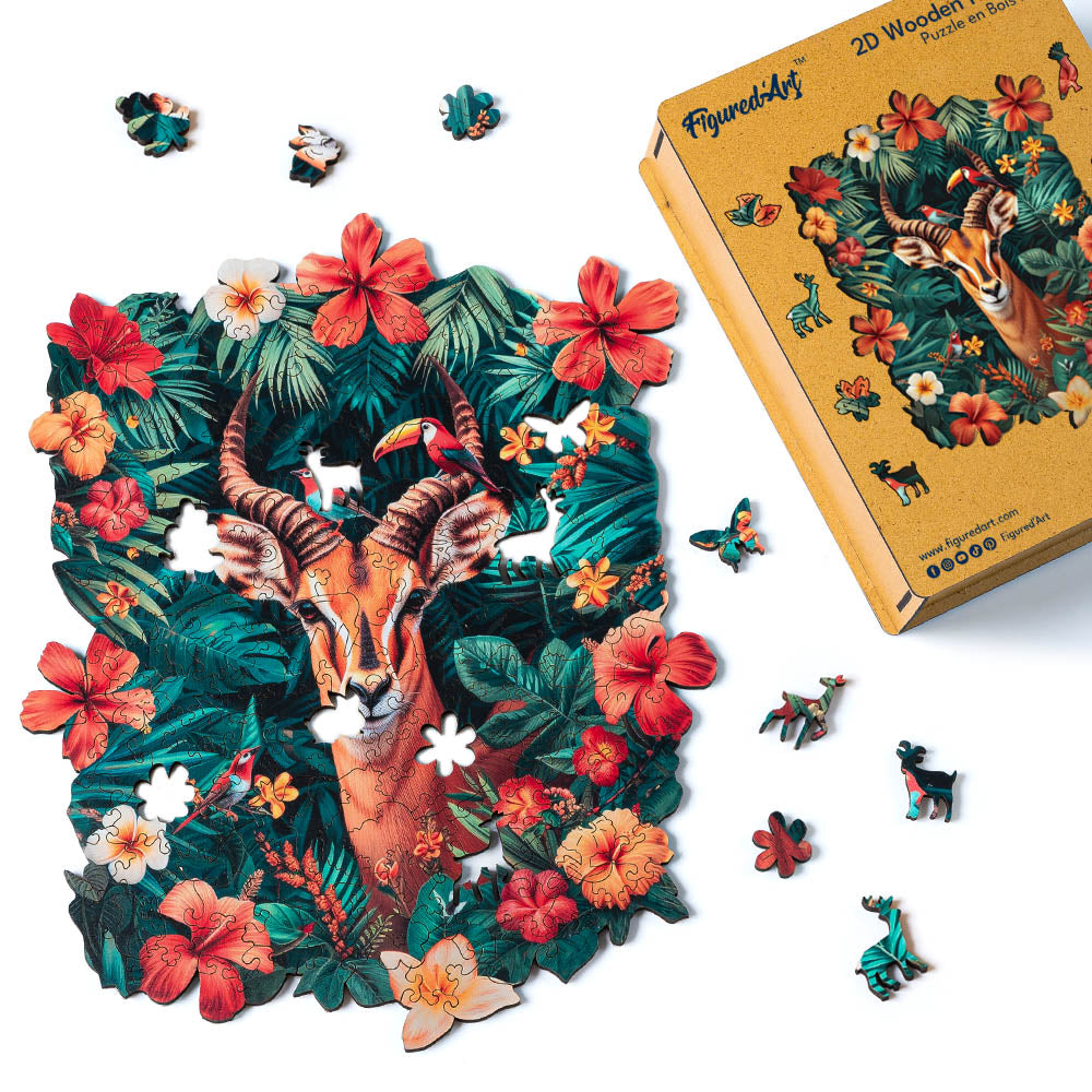 Holzpuzzle 2D Design – Giraffe und Blumen - Kidis Art