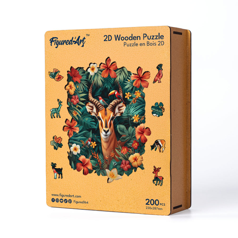 Holzpuzzle 2D Design – Giraffe und Blumen - Kidis Art