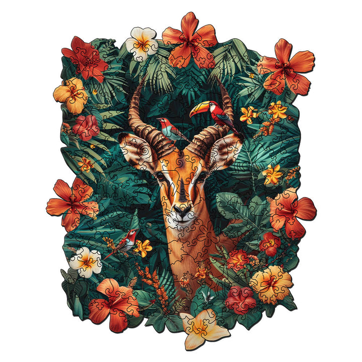 Holzpuzzle 2D Design – Giraffe und Blumen