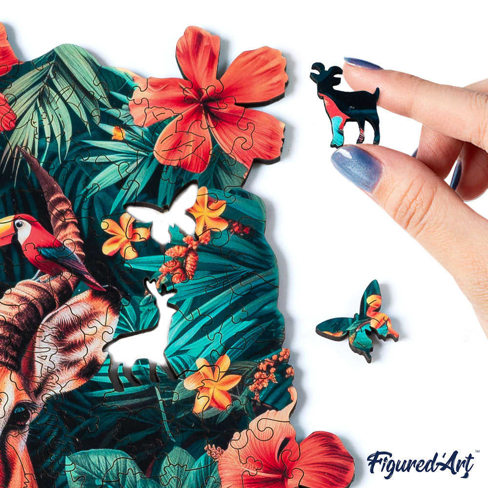 Holzpuzzle 2D Design – Giraffe und Blumen