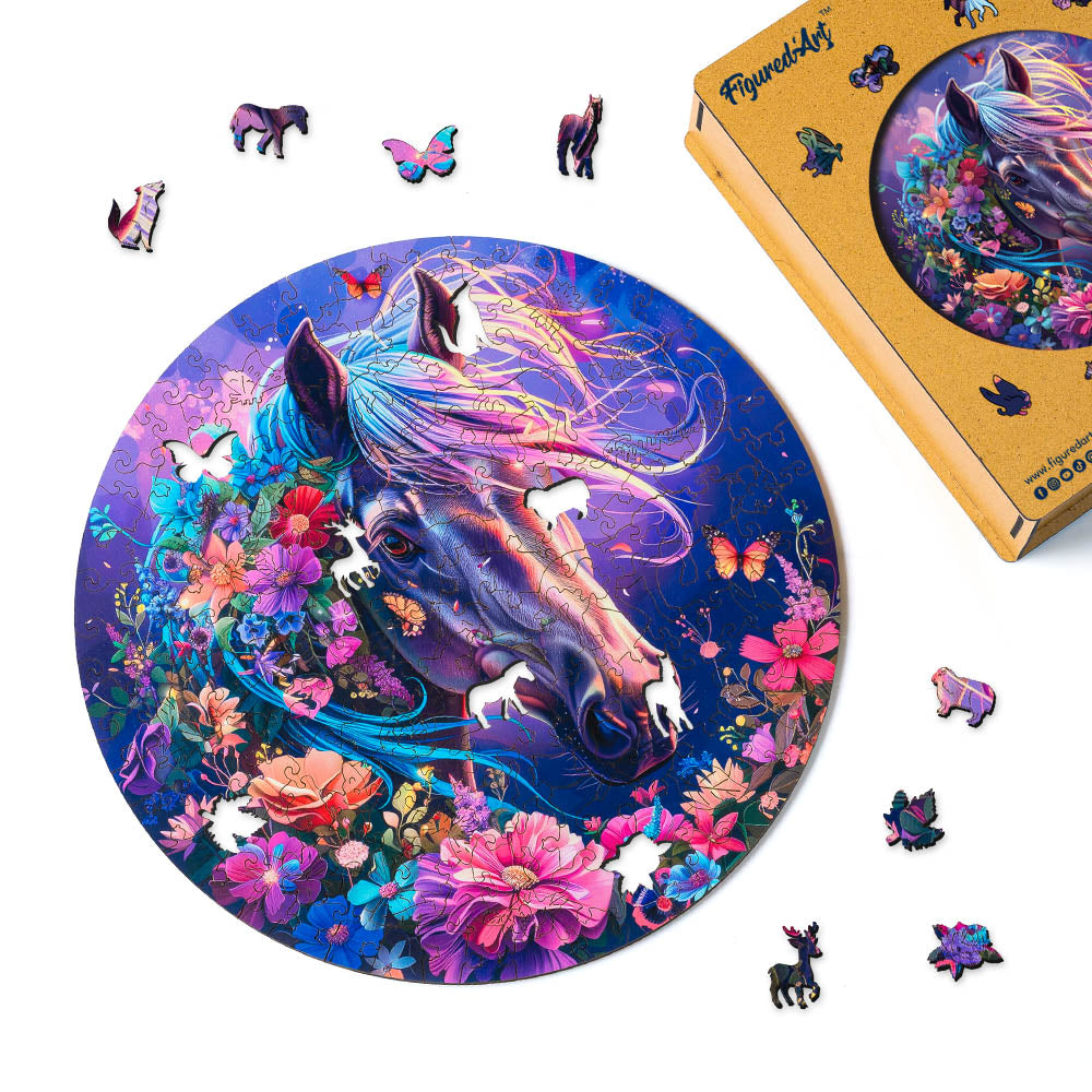 Holzpuzzle 2D Design – Mystisches Pferd - Kidis Art