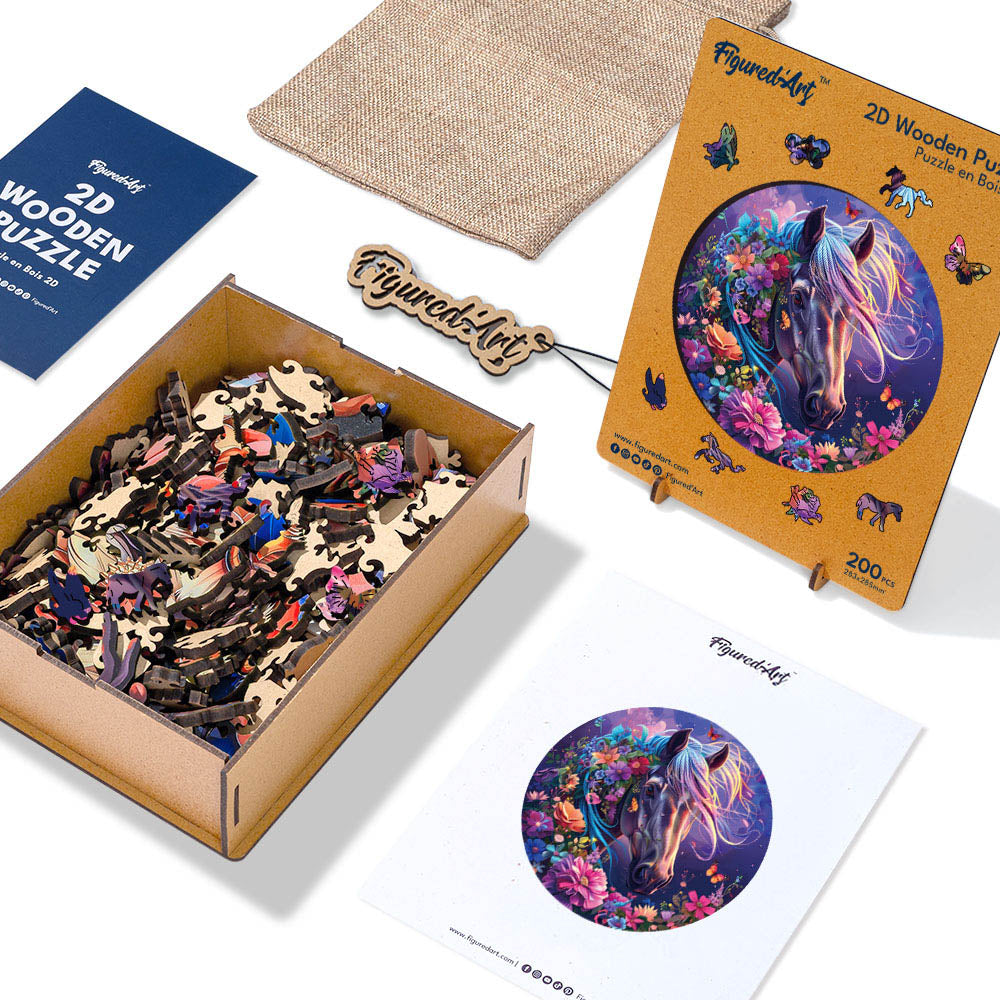 Holzpuzzle 2D Design – Mystisches Pferd - Kidis Art