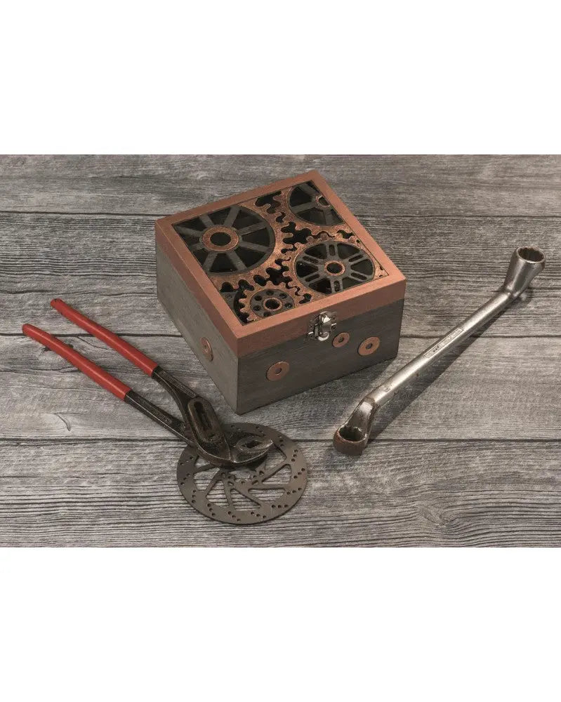 Holzbox mit Motiv Räder, 14,8x14,8x9cm, Pappel Glorex