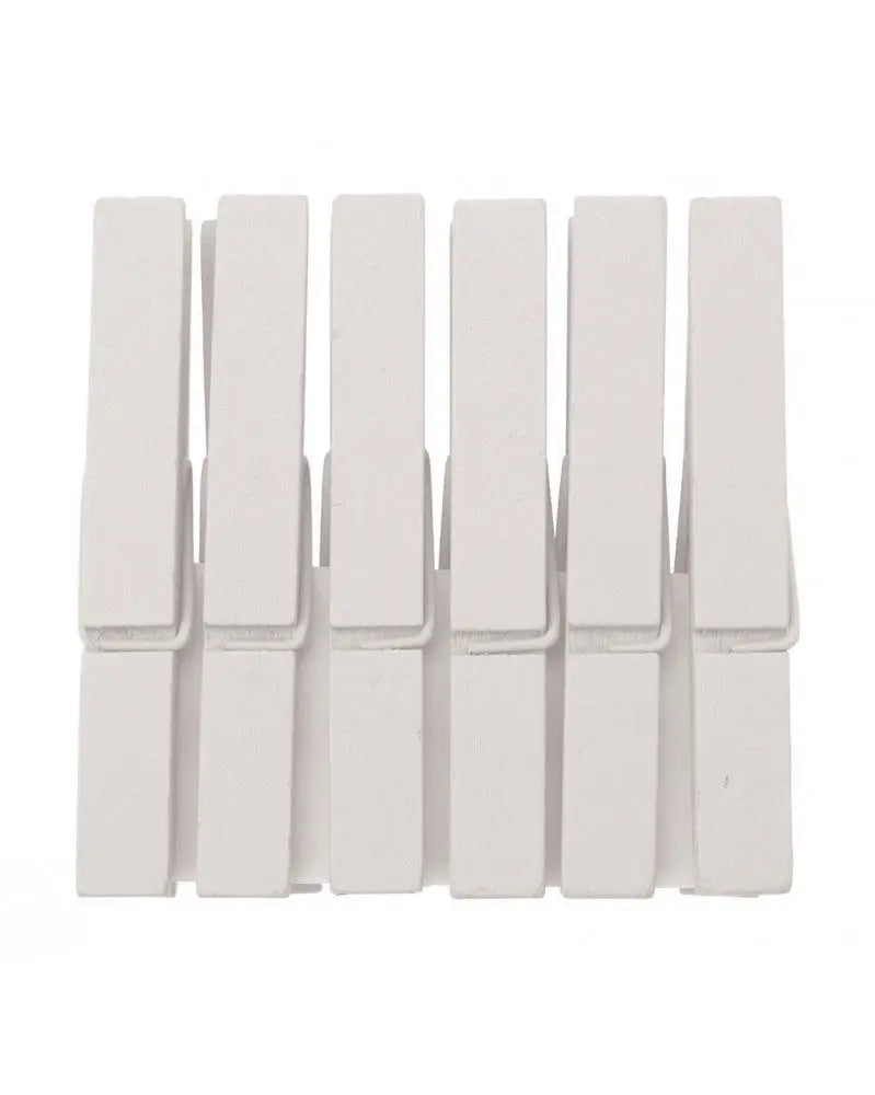Holzklammern weiss 6Stk. 7,4x1,0cm, Birke