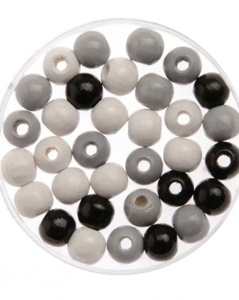 Holzperle 12mm 28St Buche schwarz / grau / weiss FSC