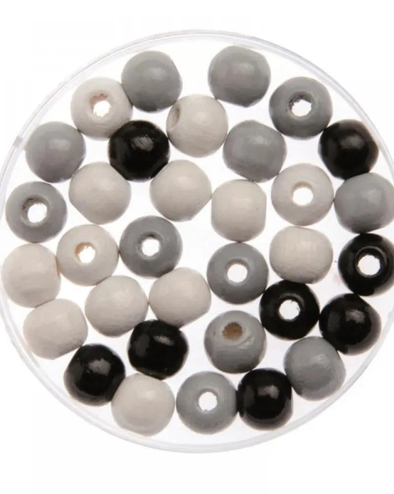 Holzperle 4mm 155St schwarz / grau / weiss FSC
