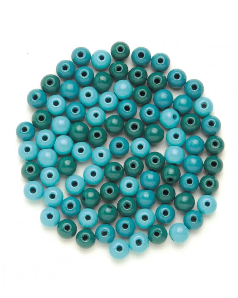 Holzperle 6mm 118St türkis-mix - Kidis Art