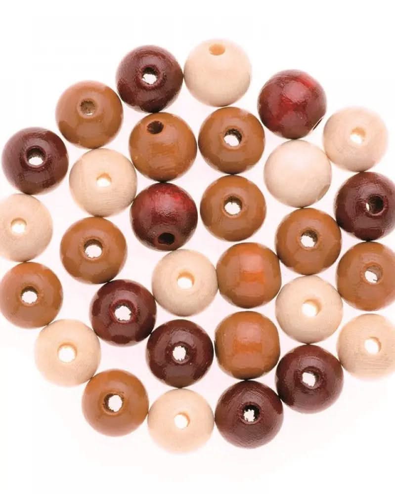 Holzperle 8mm 80St braun-mix - Kidis Art