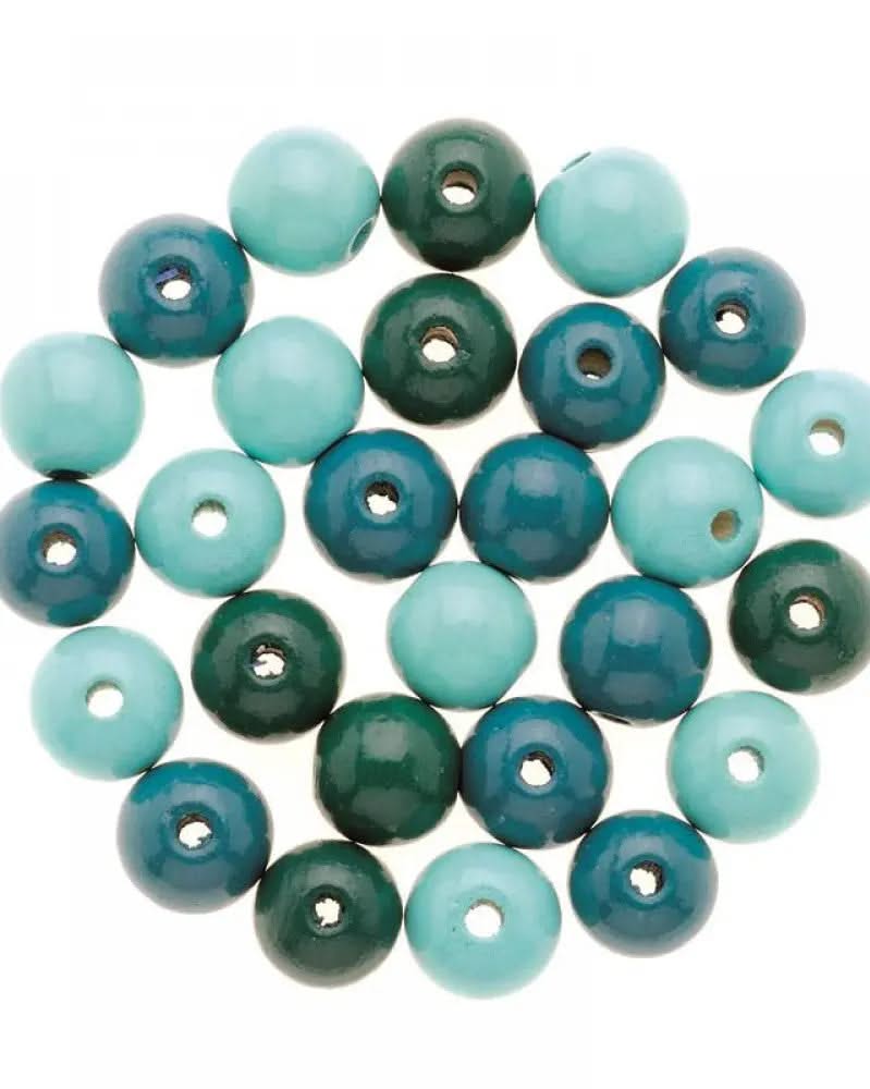 Holzperle 8mm 80St türkis-mix - Kidis Art