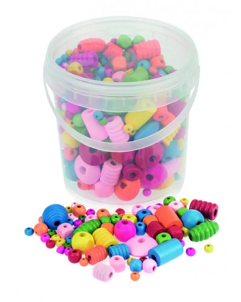 Holzperlen Formenmix bunt 250g - Kidis Art