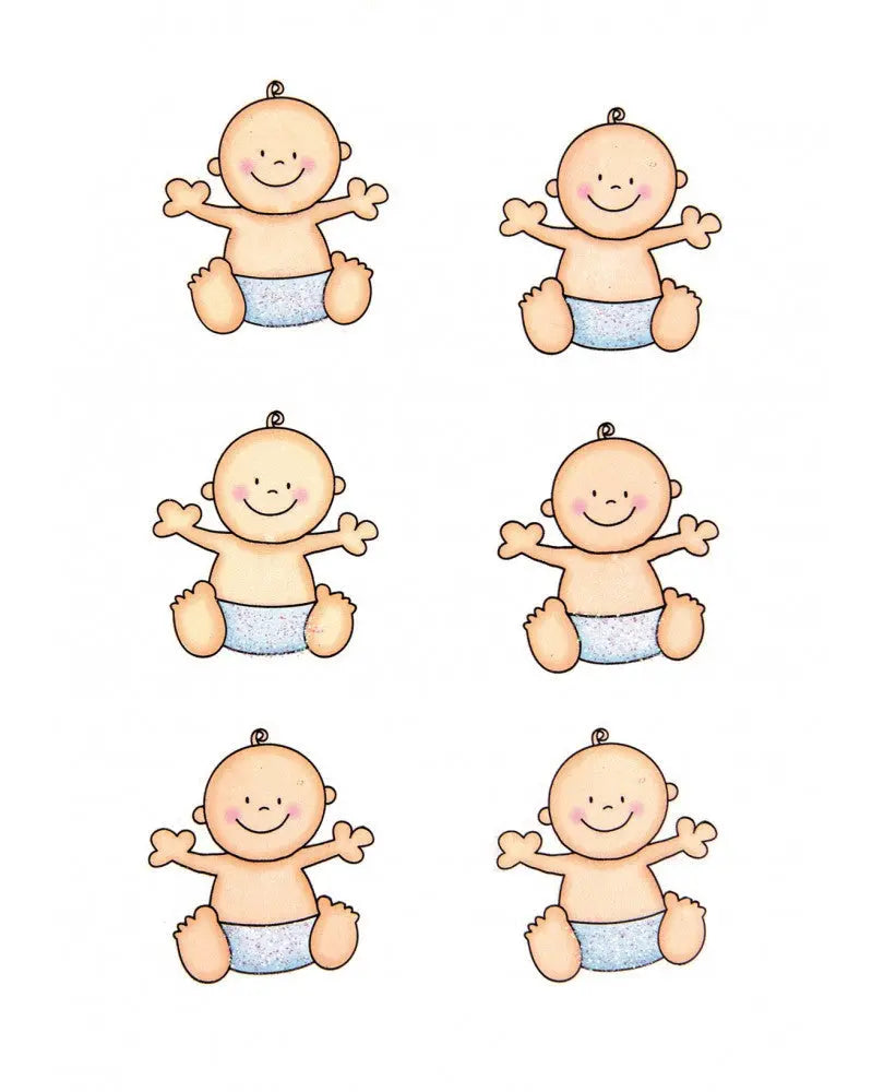 Holzsticker Baby h'blau, Linde 3,5x3,5cm 6Stk
