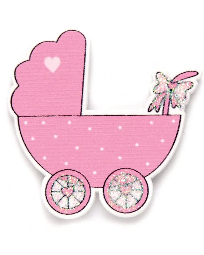Holzsticker Kinderwagen rosa 6Stk Linde