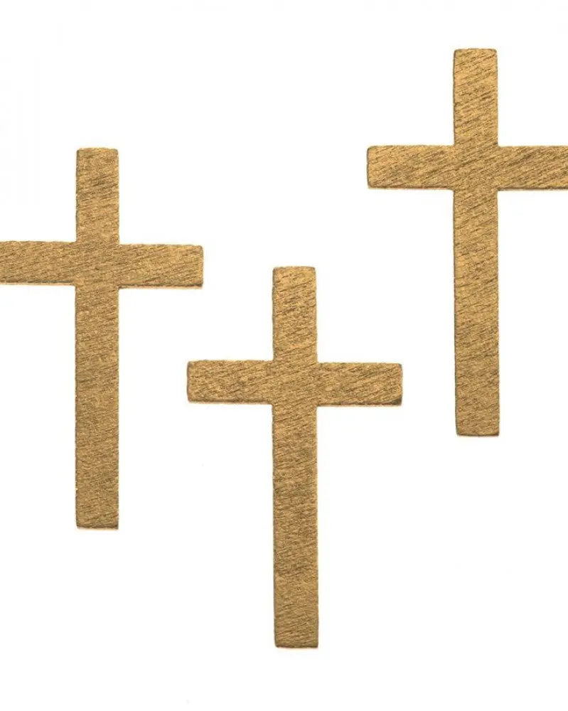 Holzstreuteile Kreuz 8Stk goldfarben 4x2,2cm