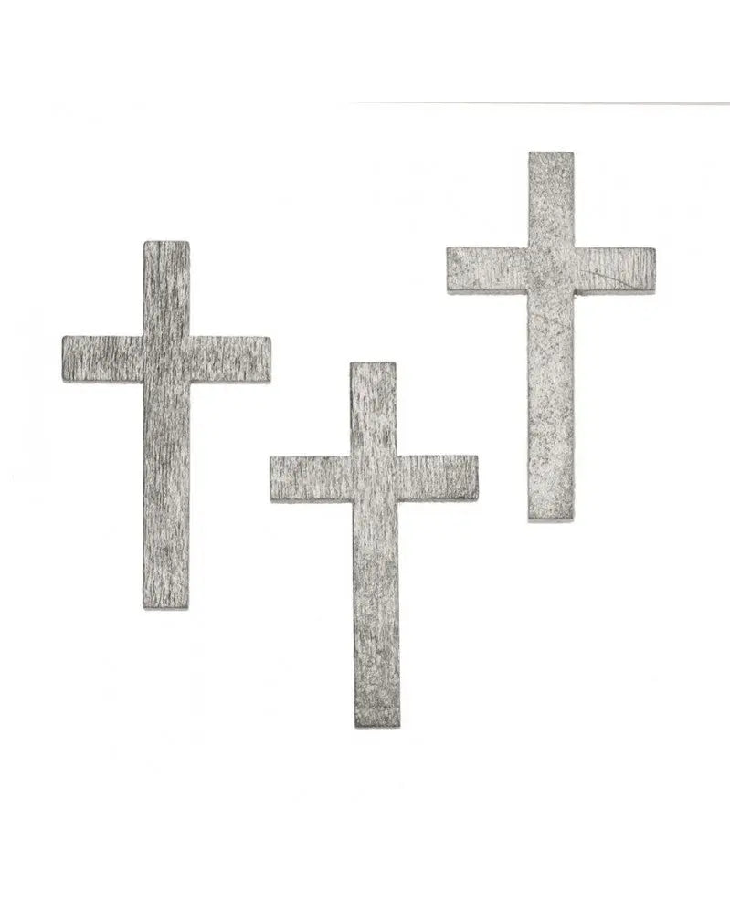 Holzstreuteile Kreuz 8Stk silberfarben 4x2,2cm