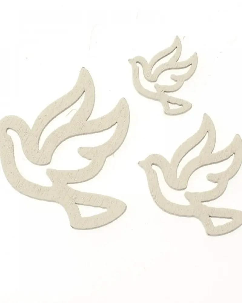 Holzstreuteile Tauben 24Stk weiss, 2-4cm - Kidis Art