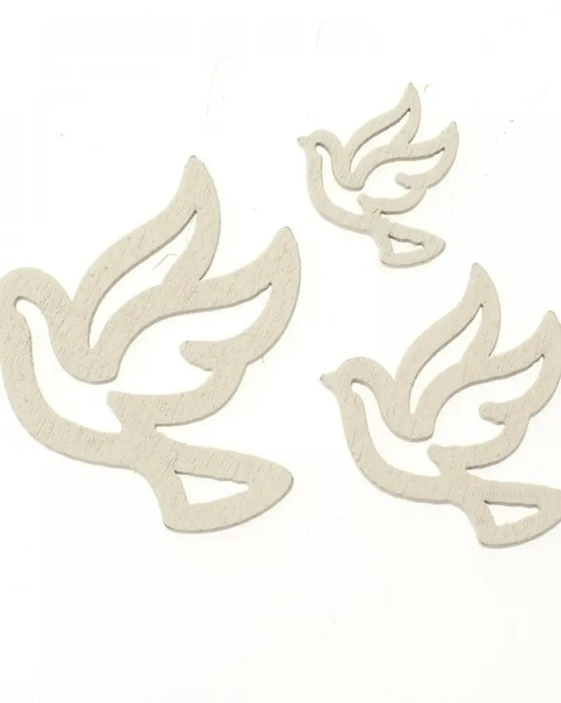 Holzstreuteile Tauben 24Stk weiss, 2-4cm