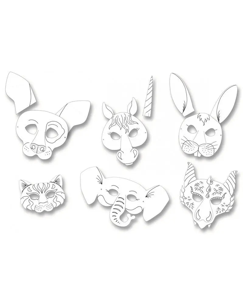 Kindermasken in 6 Motiven, 6 Stück, weiss, sortiert