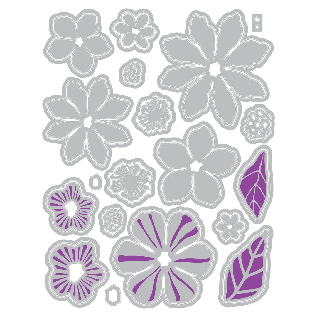 Clear Stamps 16er-Pack mit 35er-Pack Stanzschablonen Floral Layers #1 von Vicki