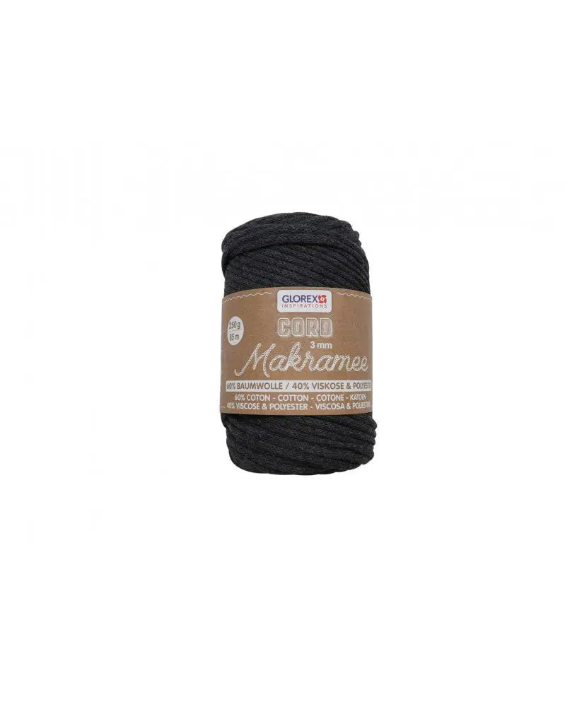 Makramee Cord 3mm 250g, gewebt, anthrazit