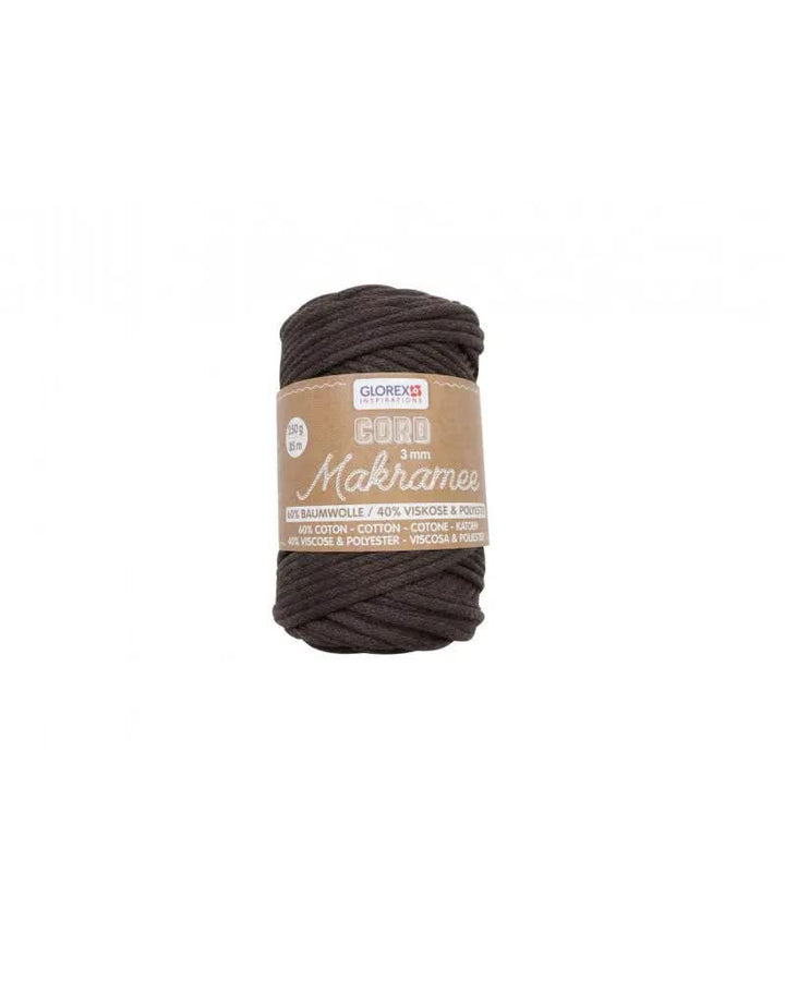 Makramee Cord 3mm 250g, gewebt, braun - Kidis Art