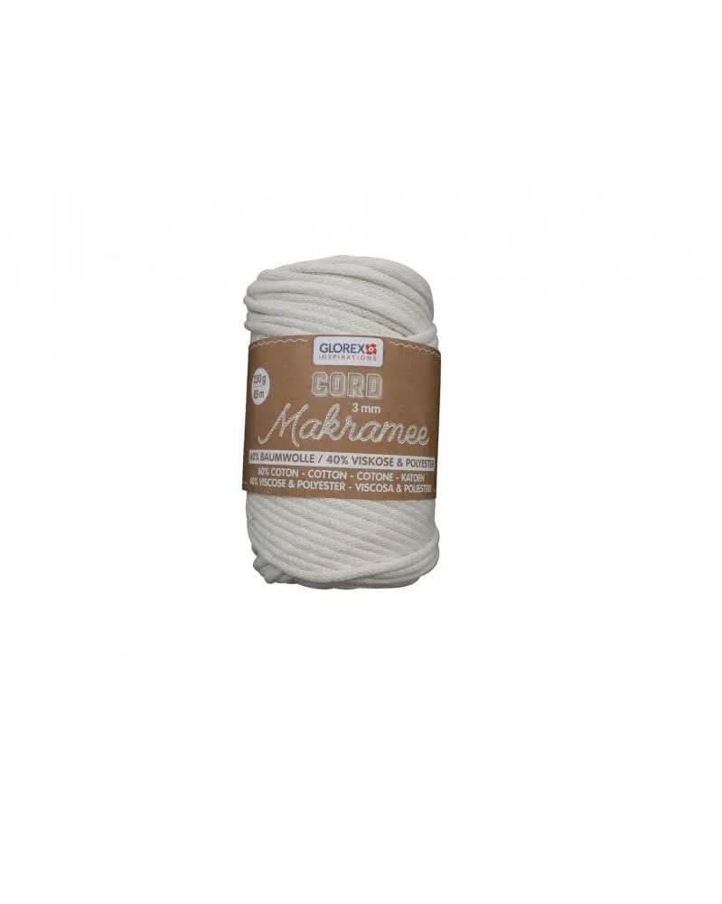 Makramee Cord 3mm 250g, gewebt, creme - Kidis Art