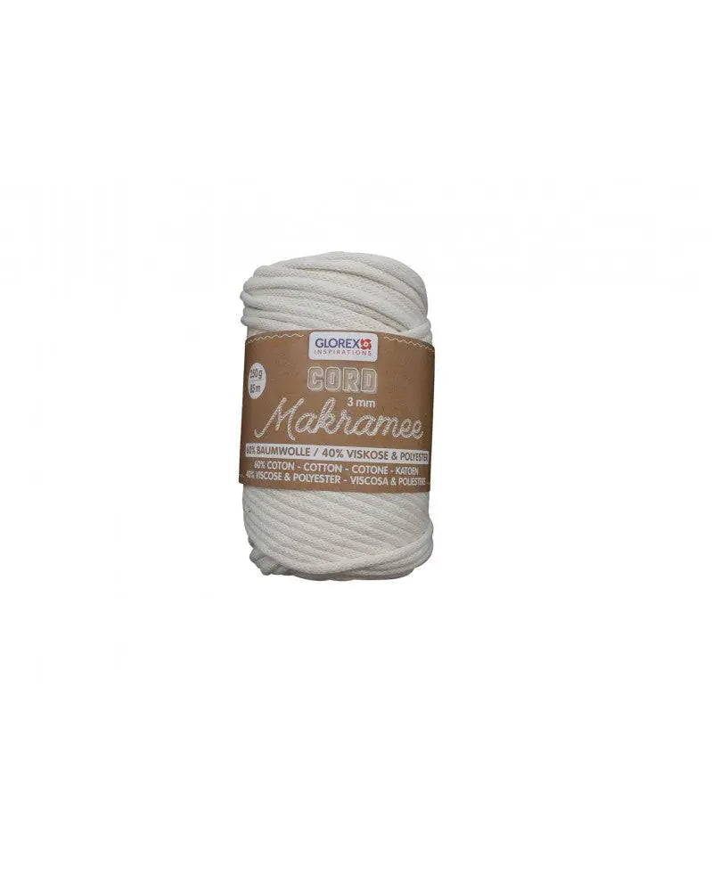 Makramee Cord 3mm 250g, gewebt, creme