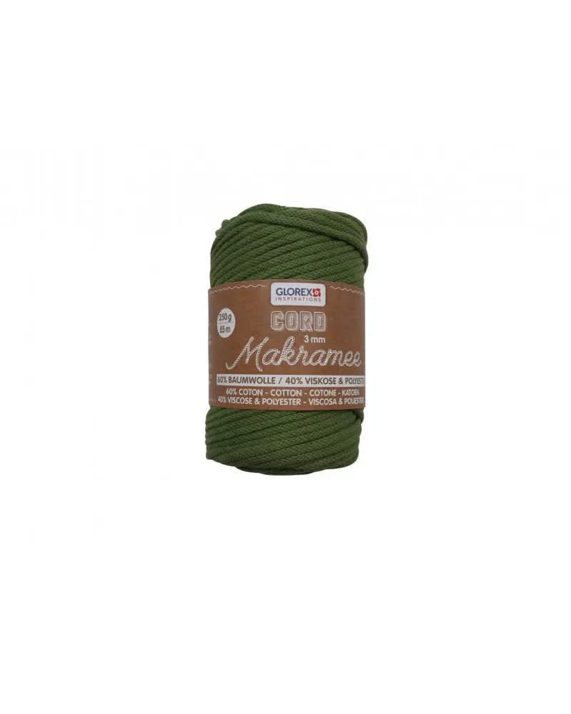 Makramee Cord 3mm 250g, gewebt, oliv - Kidis Art