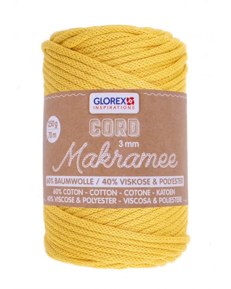 Makramee Cord 3mm 250g, gewebt, senfgelb - Kidis Art