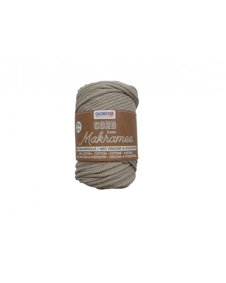 Makramee Cord 3mm 250g, gewebt, taupe - Kidis Art