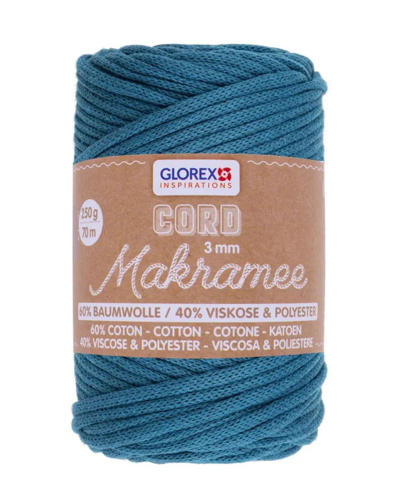 Makramee Cord 3mm 250g, gewebt, türkis