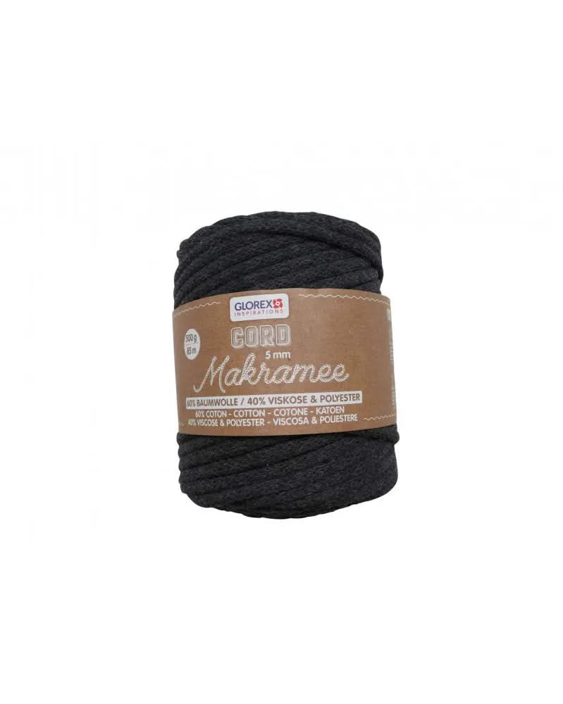 Makramee Cord 5mm 500g, gewebt, anthrazit - Kidis Art