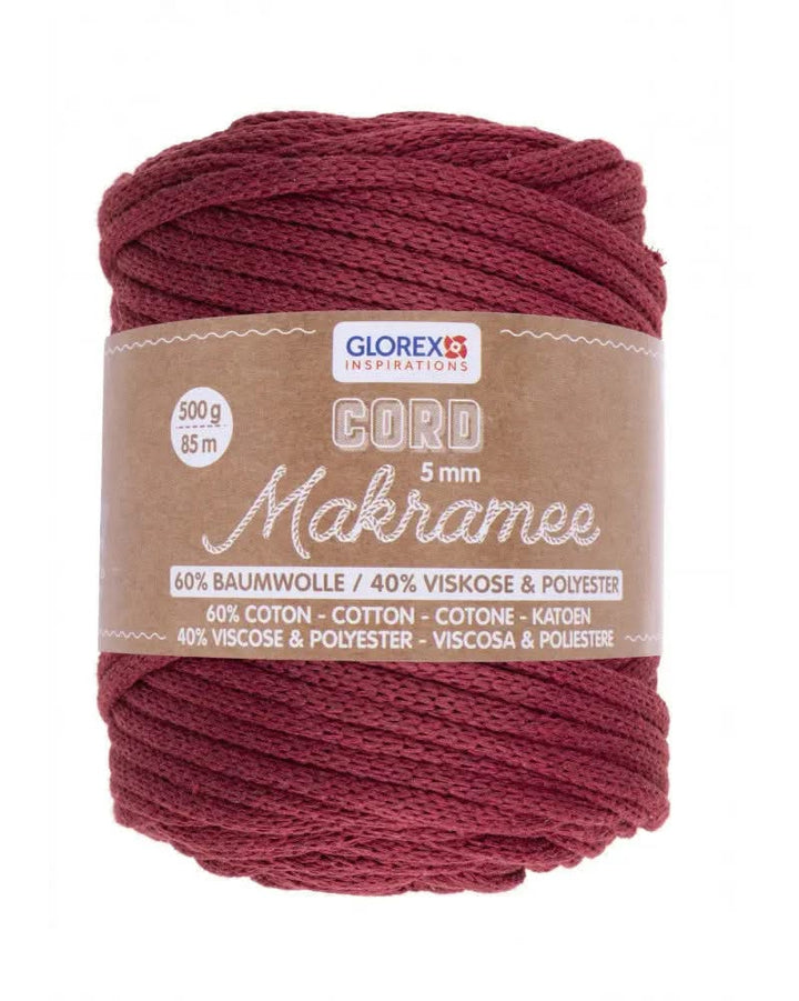 Makramee Cord 5mm 500g, gewebt, bordeaux