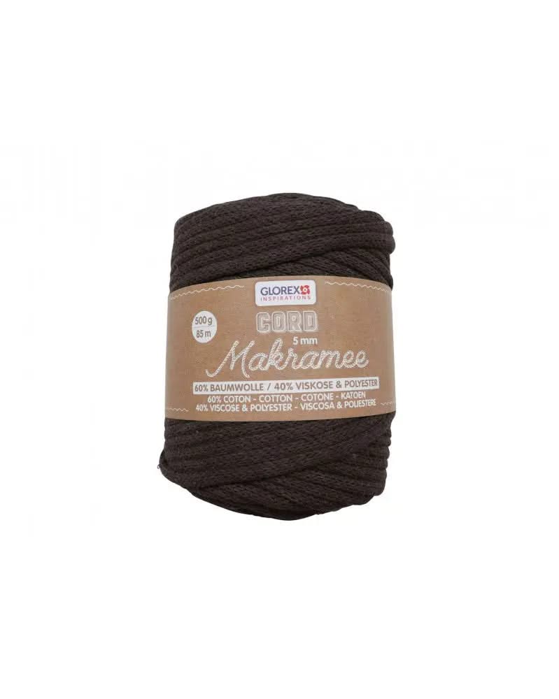 Makramee Cord 5mm 500g, gewebt, braun - Kidis Art