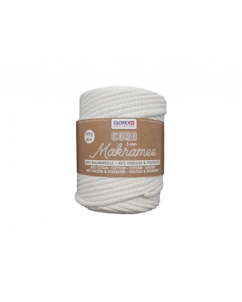 Makramee Cord 5mm 500g, gewebt, creme - Kidis Art