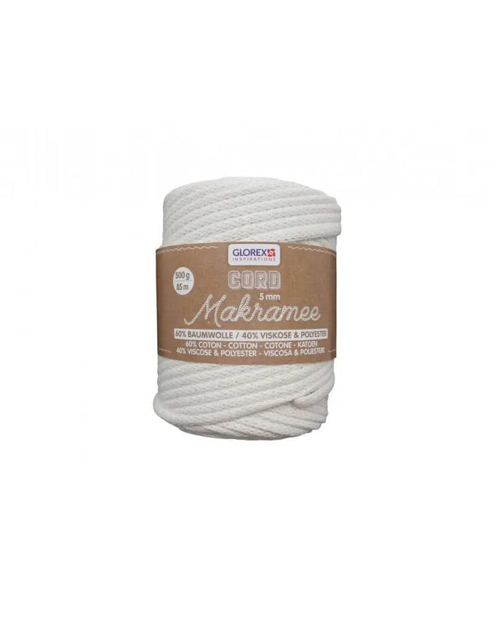 Makramee Cord 5mm 500g, gewebt, creme