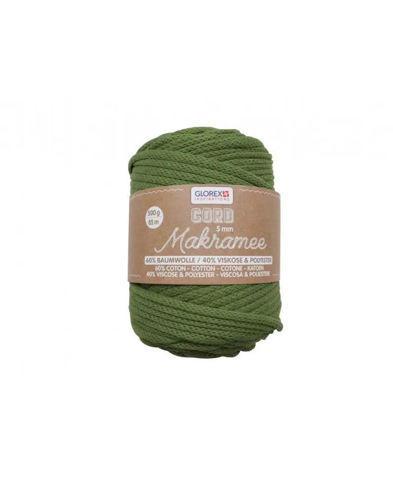 Makramee Cord 5mm 500g, gewebt, oliv - Kidis Art