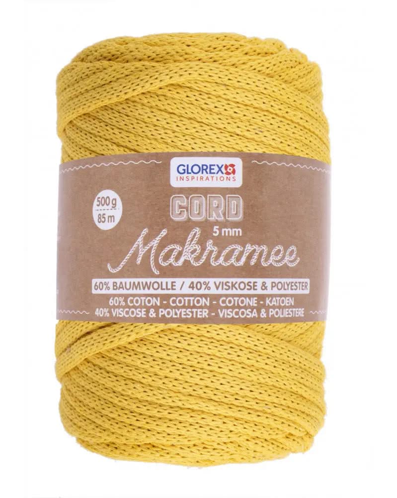 Makramee Cord 5mm 500g, gewebt, senfgelb - Kidis Art