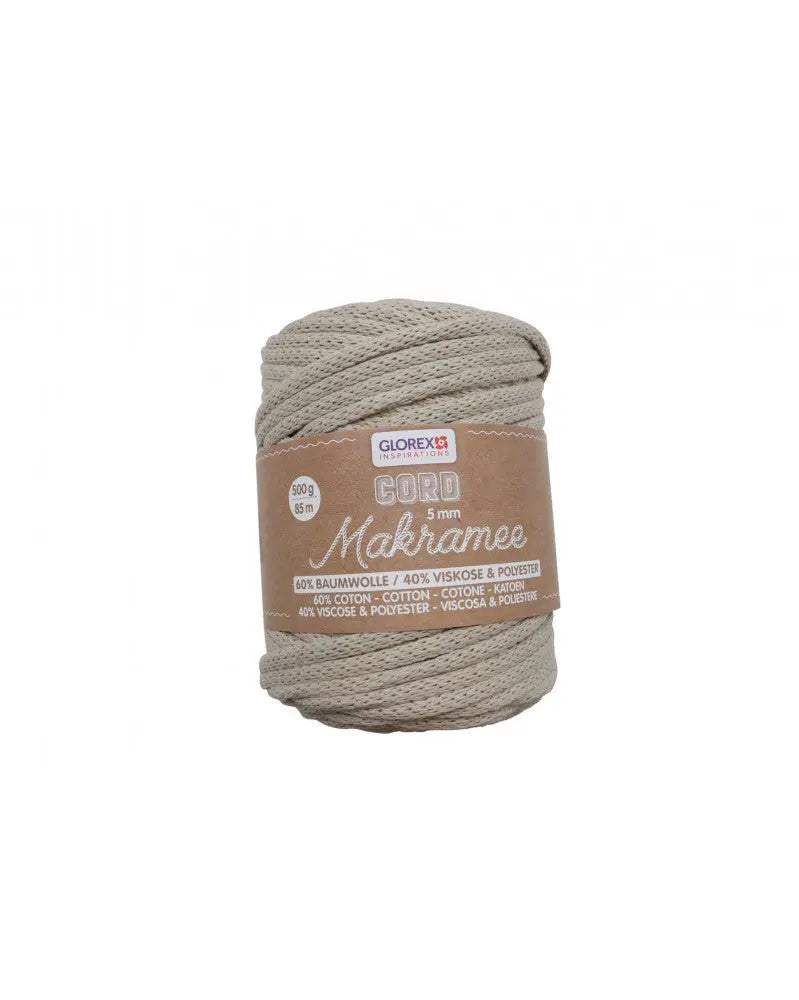Makramee Cord 5mm 500g, gewebt, taupe