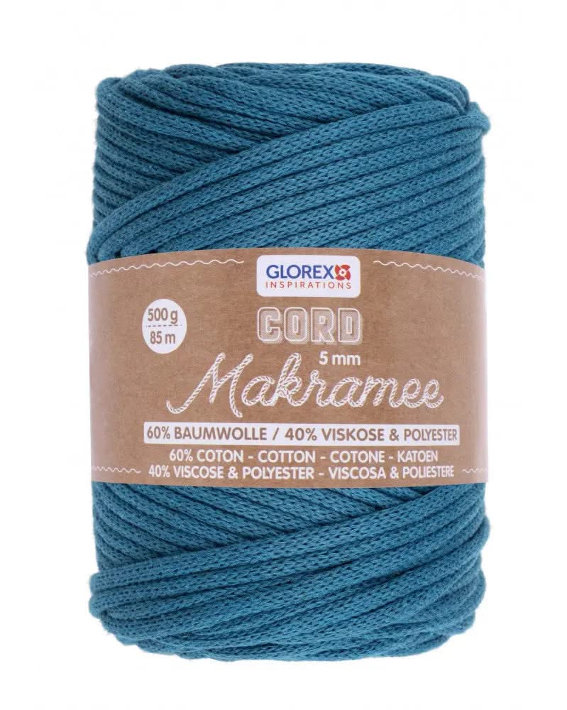 Makramee Cord 5mm 500g, gewebt, türkis - Kidis Art
