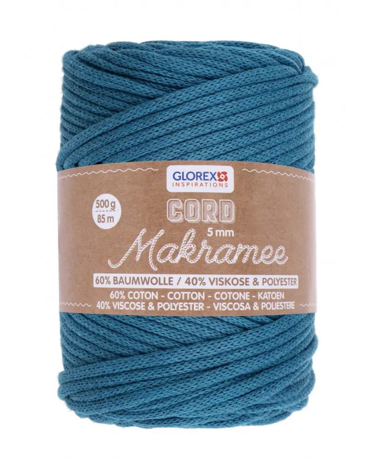 Makramee Cord 5mm 500g, gewebt, türkis
