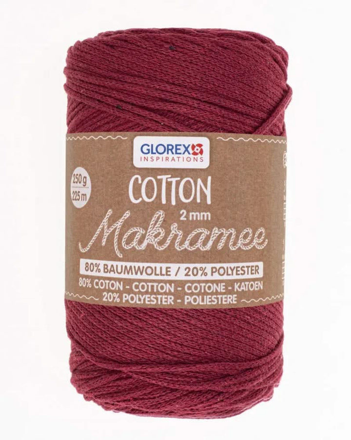 Makramee Cotton 2mm 250g, bordeaux