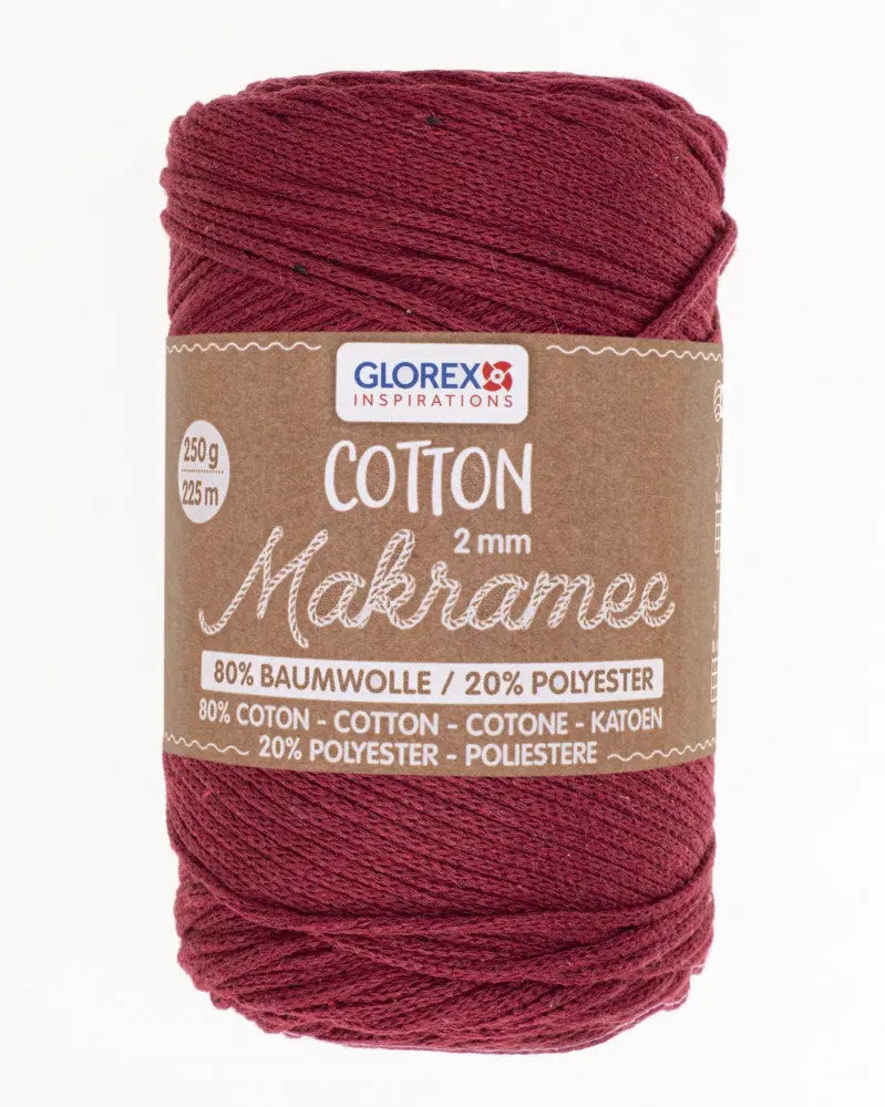 Makramee Cotton 2mm 250g, bordeaux