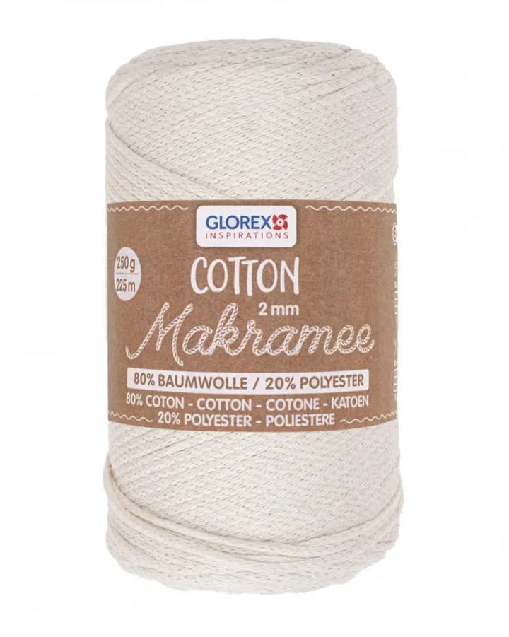 Makramee Cotton 2mm 250g, creme