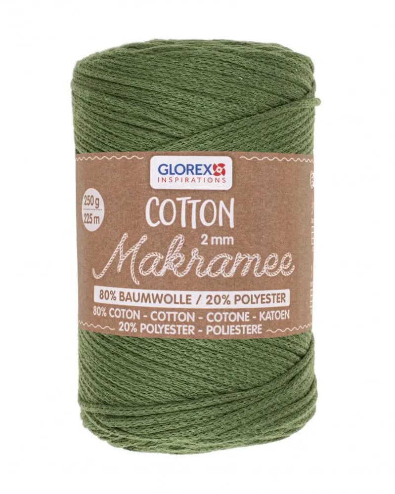 Makramee Cotton 2mm 250g, oliv - Kidis Art