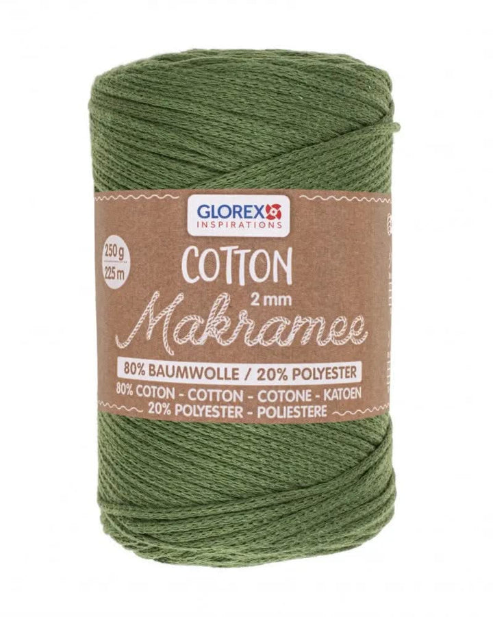 Makramee Cotton 2mm 250g, oliv