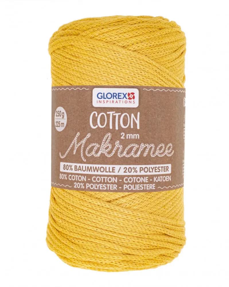 Makramee Cotton 2mm 250g, senfgelb - Kidis Art