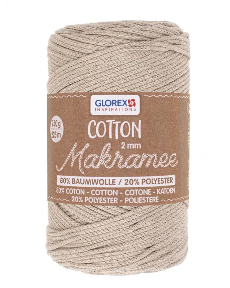Makramee Cotton 2mm 250g, taupe - Kidis Art