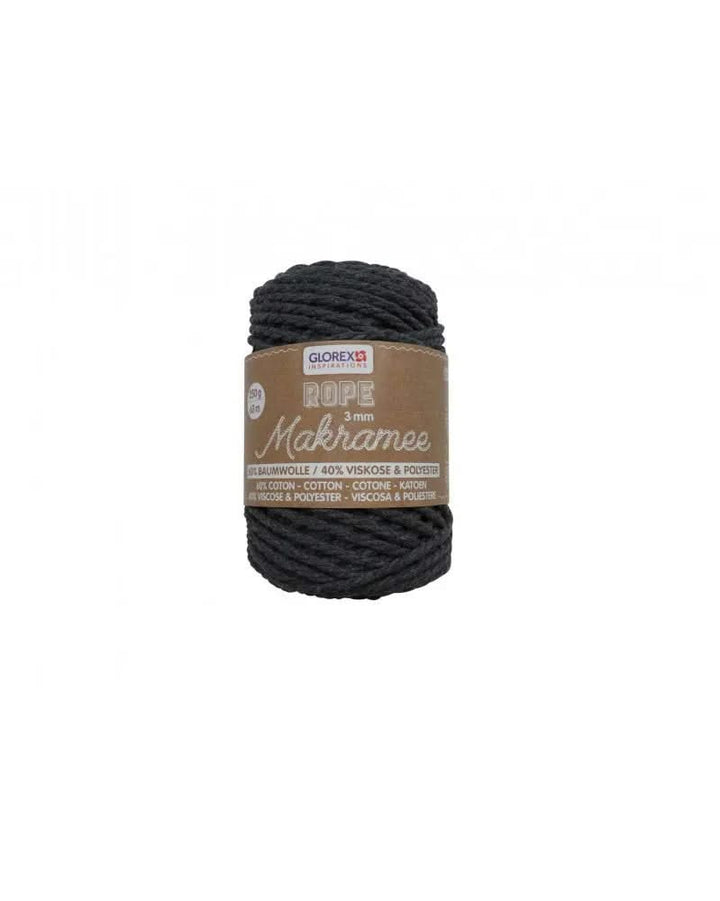 Makramee Rope 3mm 250g gedreht, anthrazit - Kidis Art