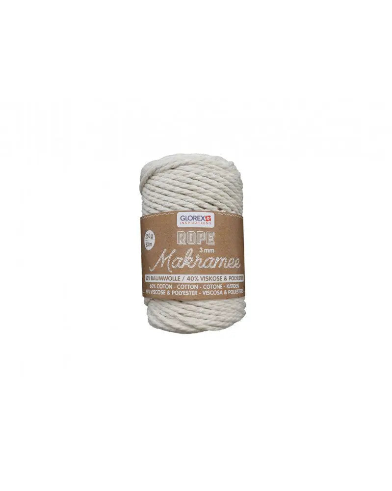 Makramee Rope 3mm 250g gedreht, creme