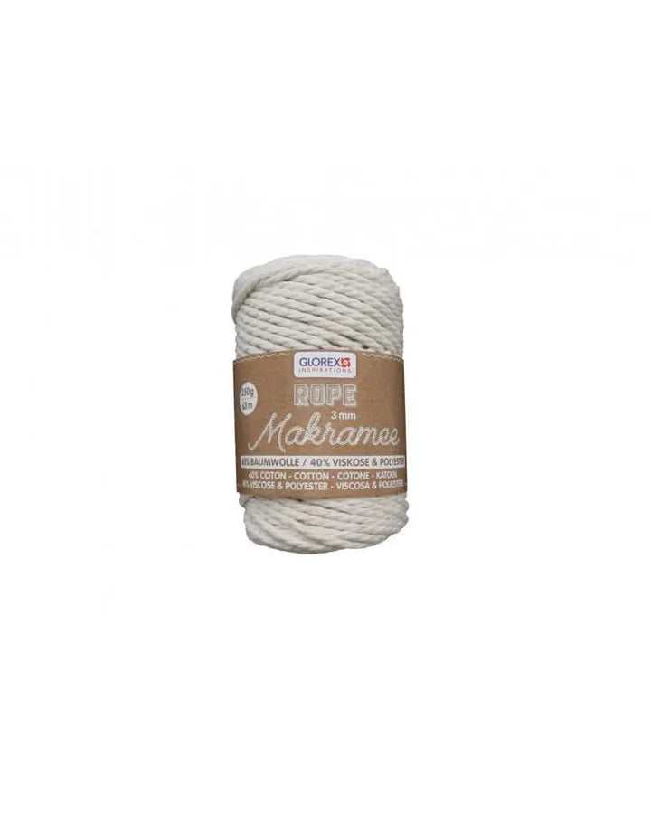 Makramee Rope 3mm 250g gedreht, creme - Kidis Art